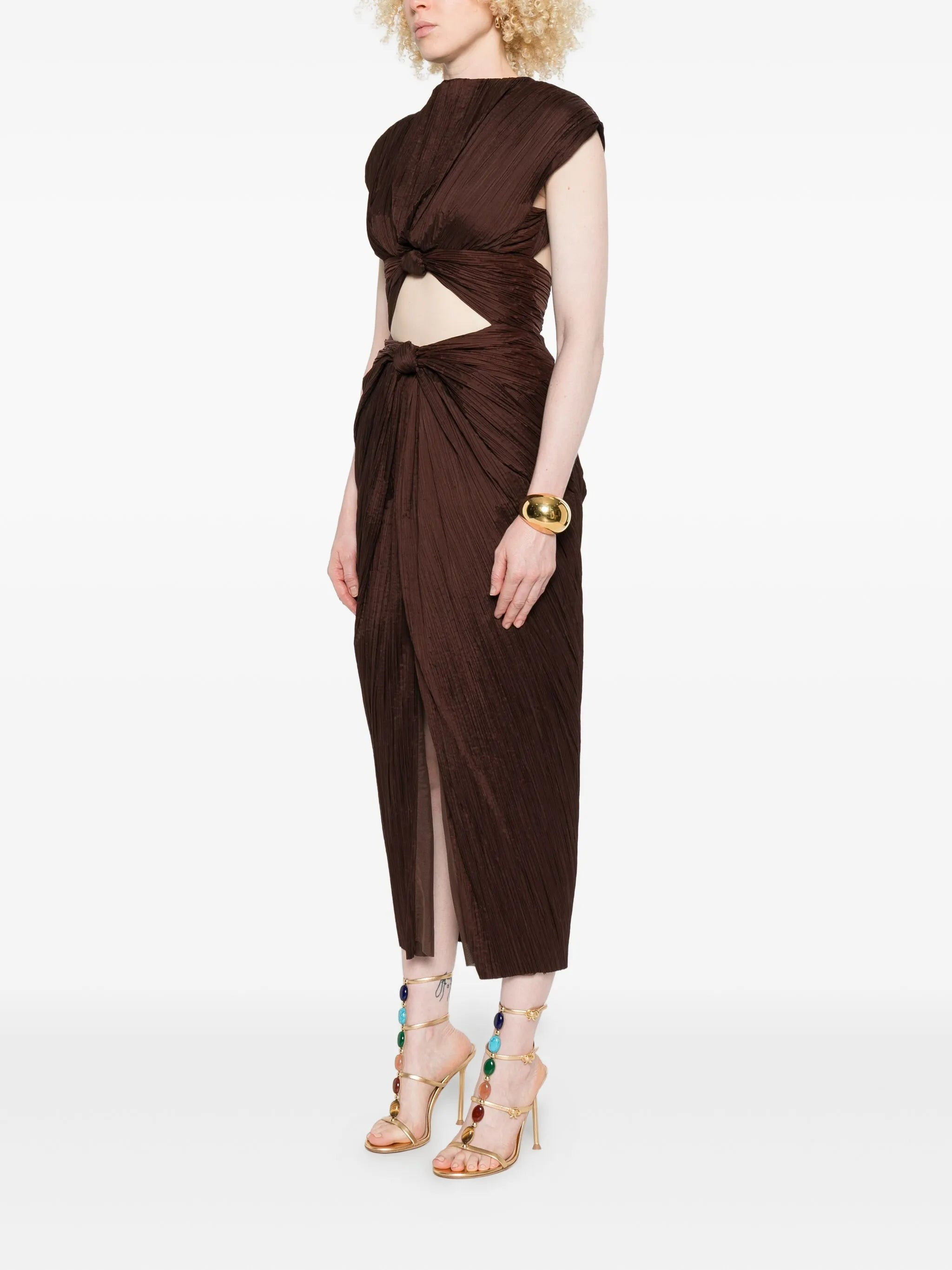 Cult Gaia Inaya Plissé Knot-detail Midi Dress - 5