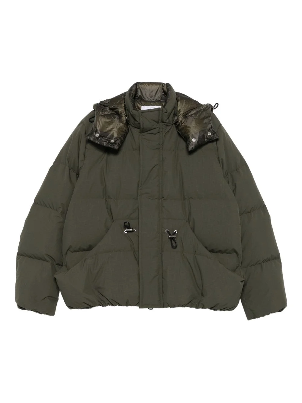 hooded drawstring puffer jacket - 1
