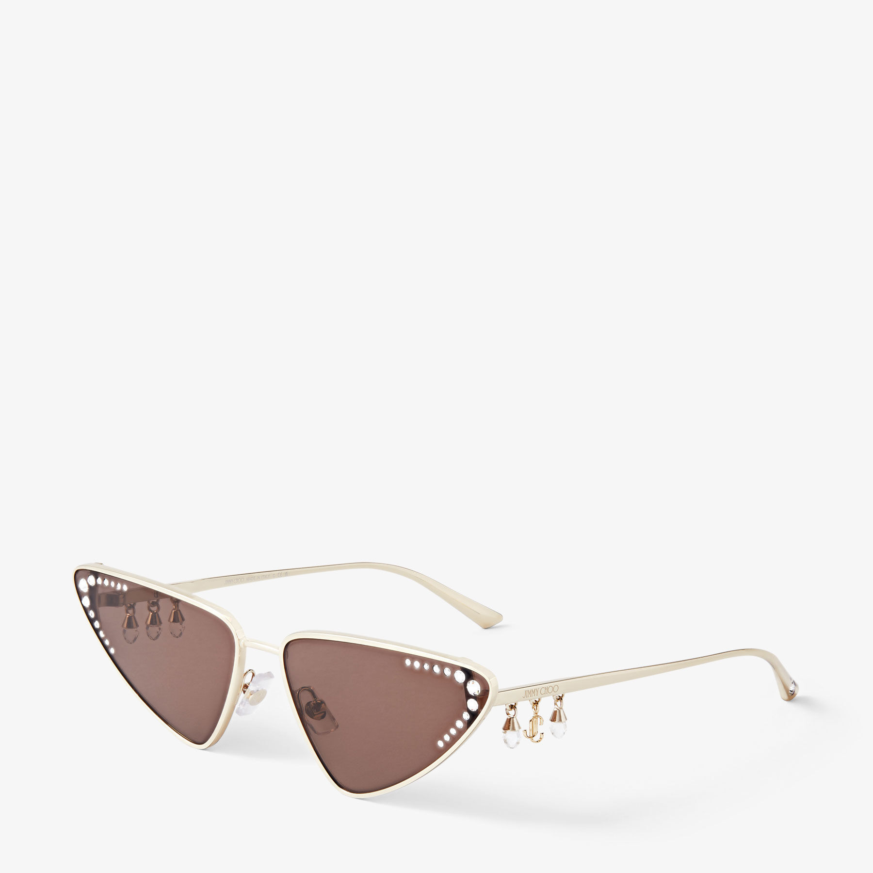 Kristal
Pale Gold Cat Eye Sunglasses with Crystals - 2