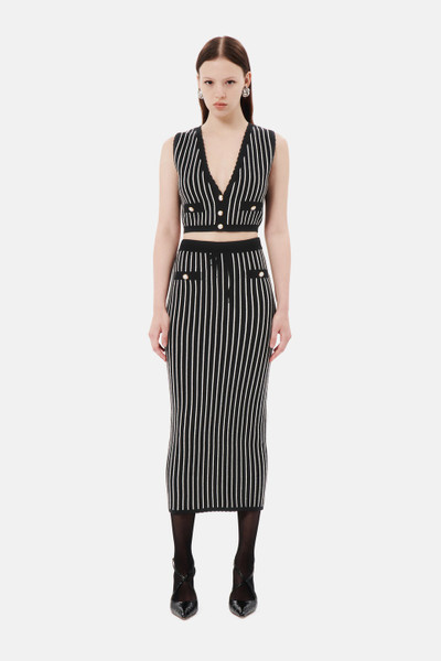 Alessandra Rich PINSTRIPE KNITTED MIDI SKIRT WITH BUTTONS outlook