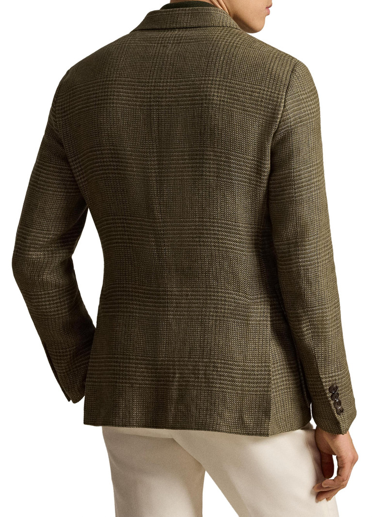 Men's Glen Checked Linen-Blend Blazer - Olive Sage Multi 4