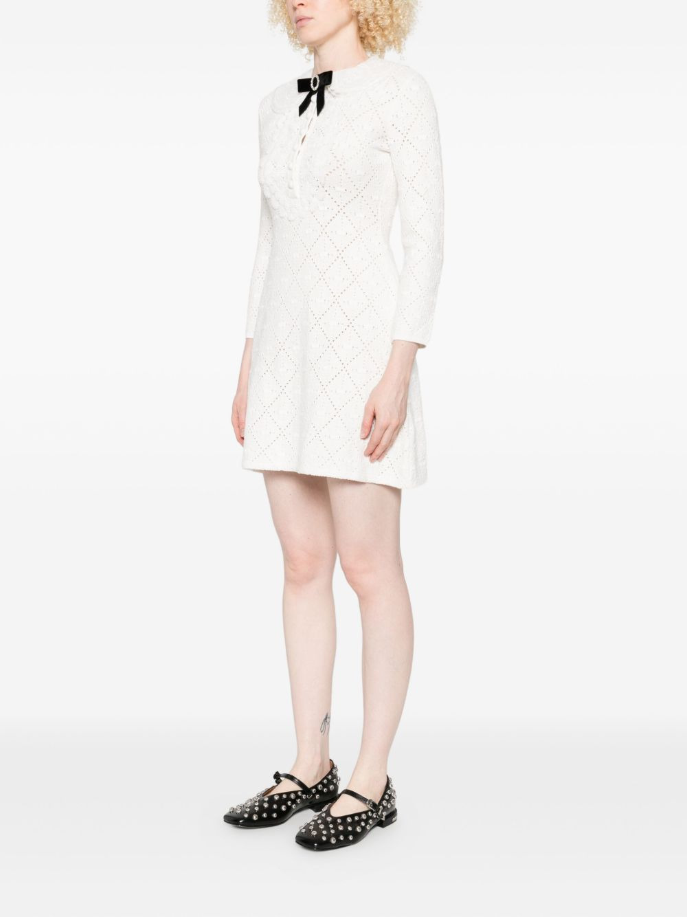 bow-embellished mini dress - 3