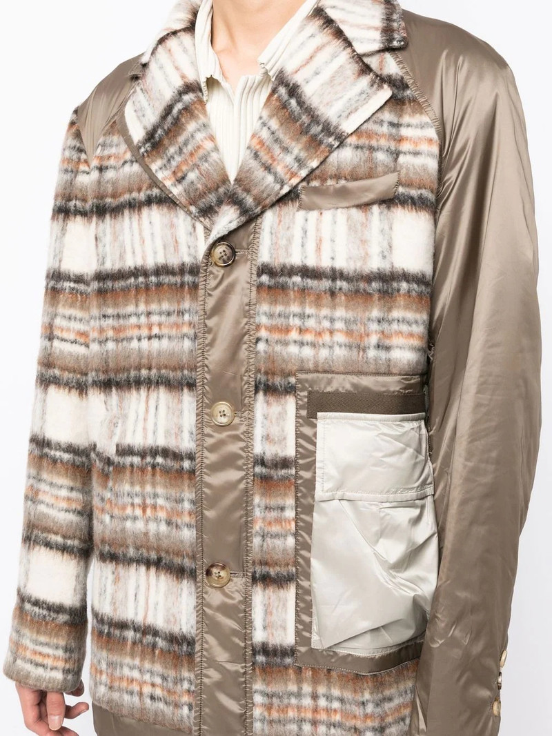 plaid panelled button-up coat 5