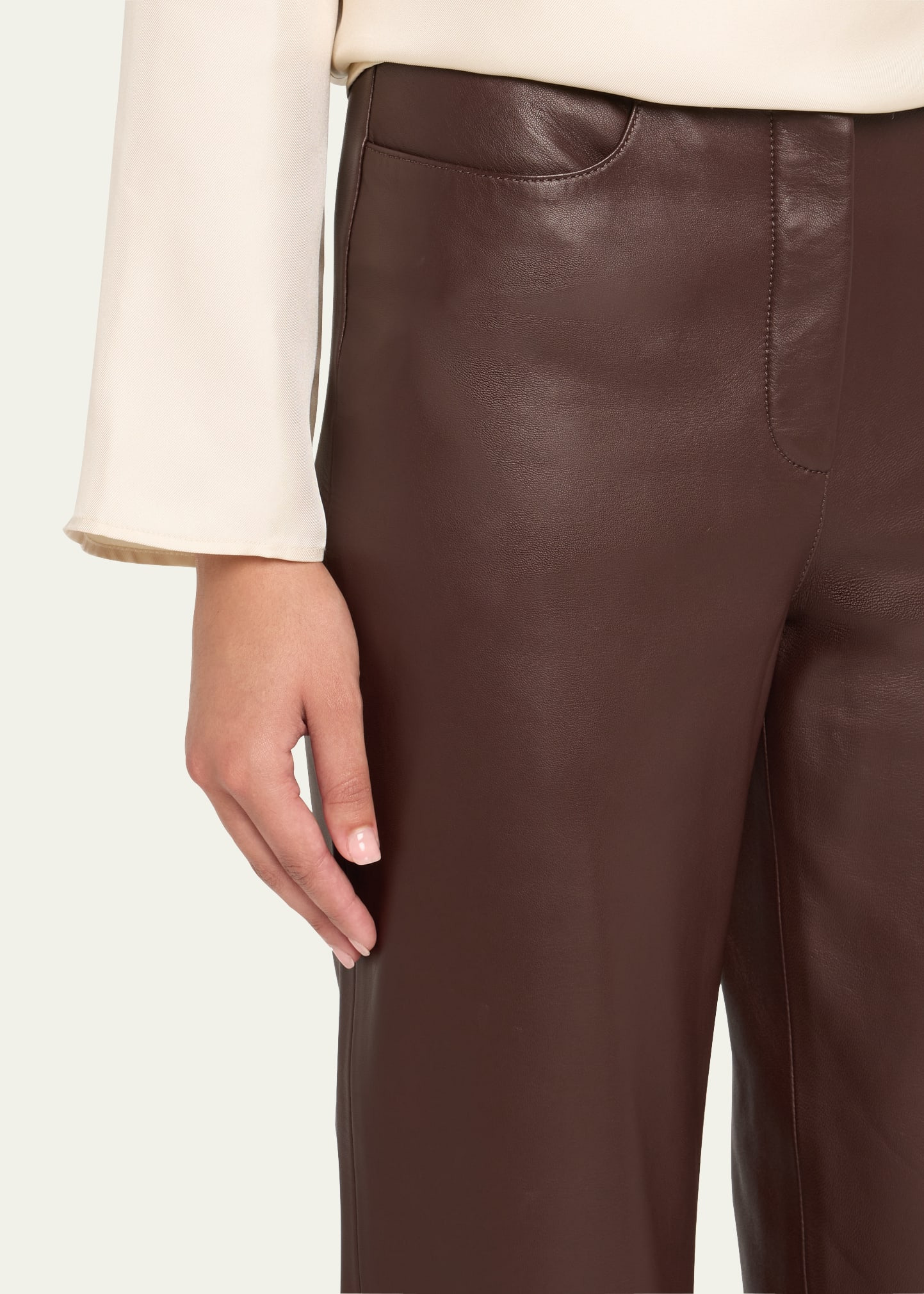 Cobe Leather Straight-Leg Pants - 5