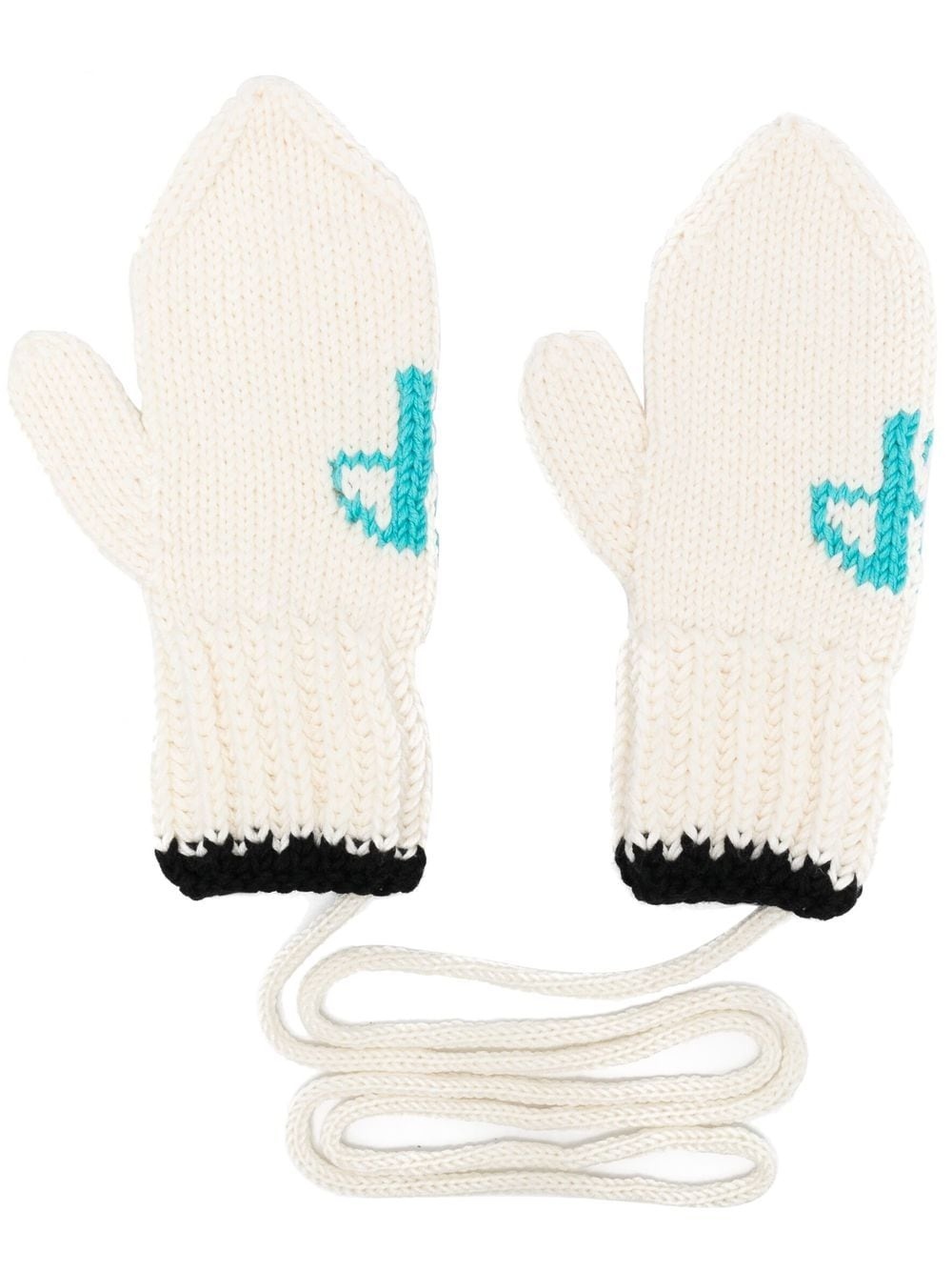 knitted logo mittens - 1