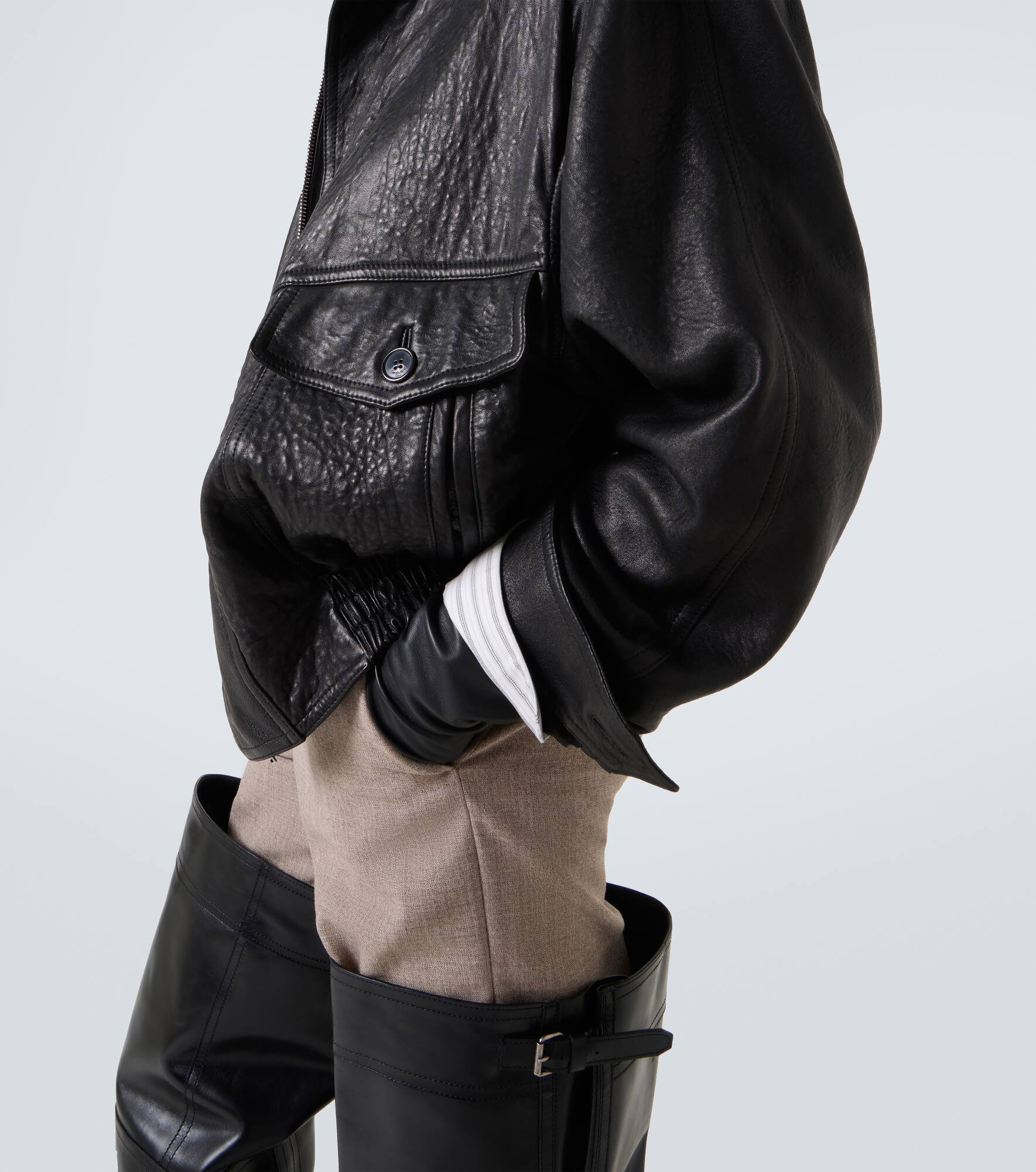 Leather bomber jacket - 7