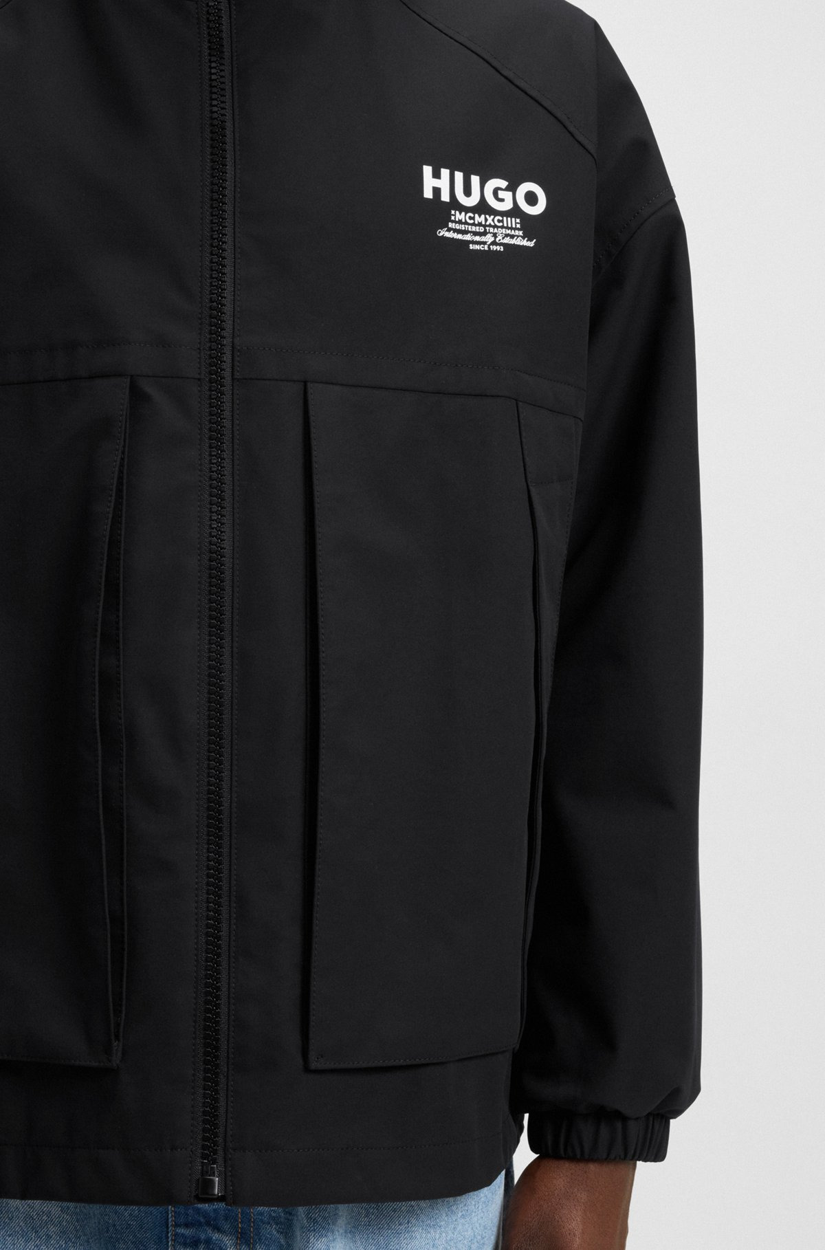 WATER-REPELLENT HOODED JACKET WITH LOGO PRINTS - 6
