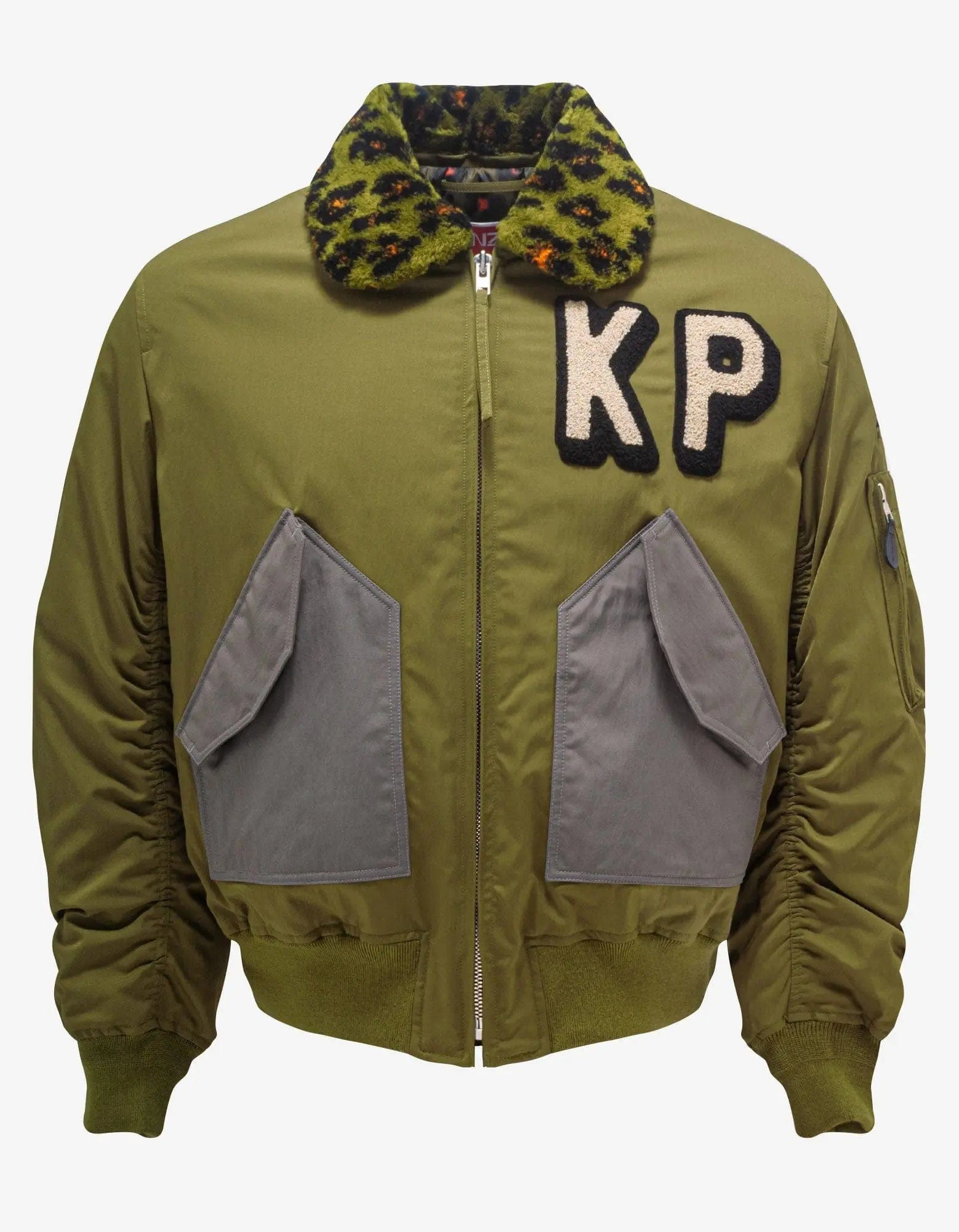 Kenzo Khaki Boxy Bomber Jacket - 1