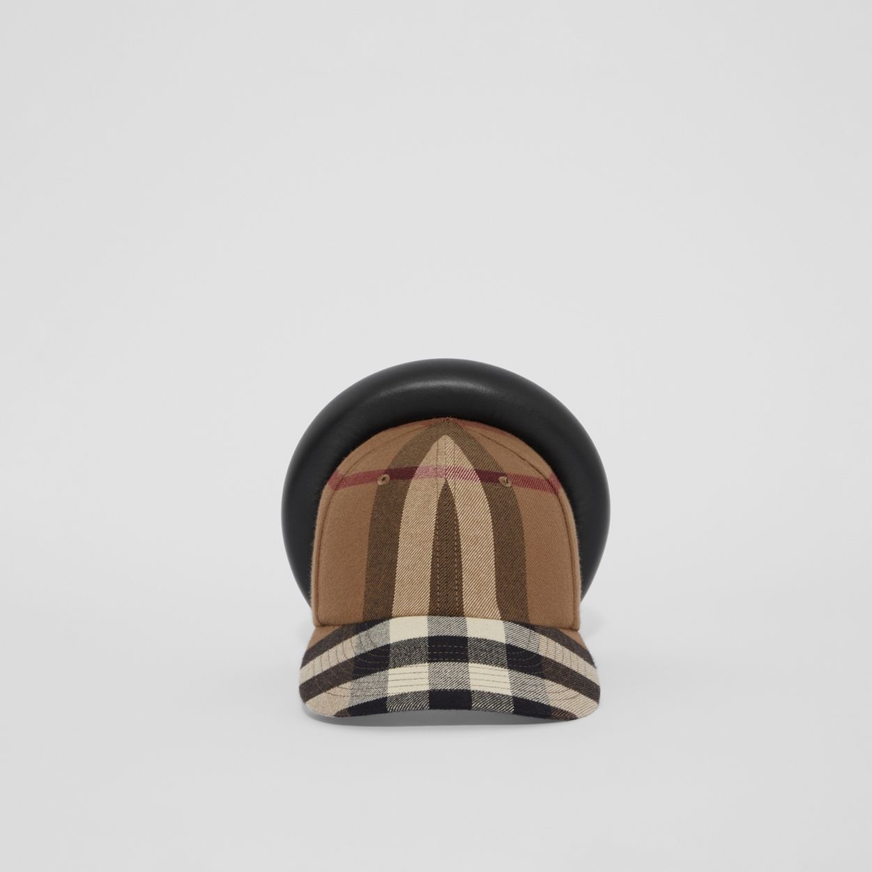 Leather Hairband Check Reconstructed Cap - 1