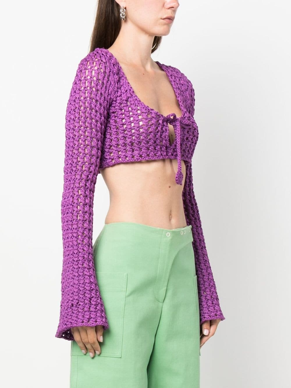 chunky open-knit crop top - 3