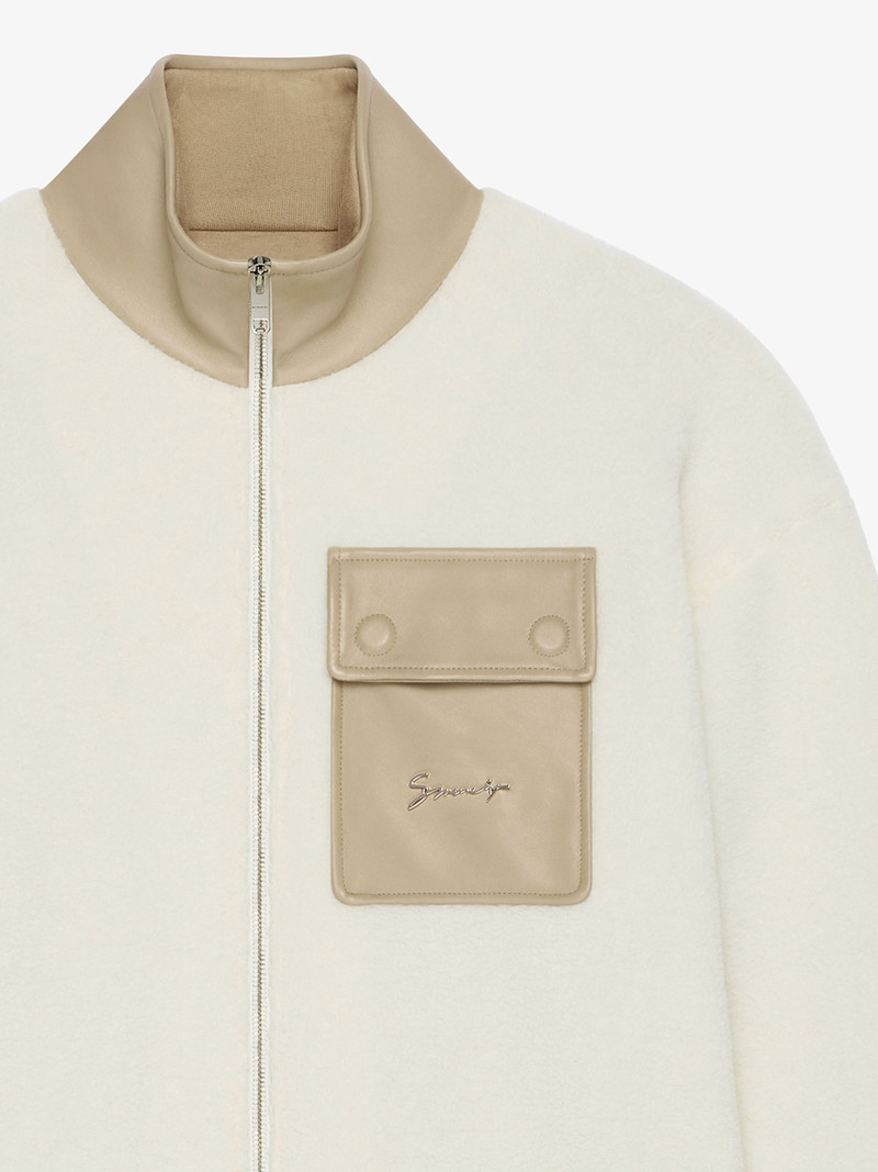 Givenchy ZIPPED SWEATSHIRT IN FLEECE AND LEATHER outlook