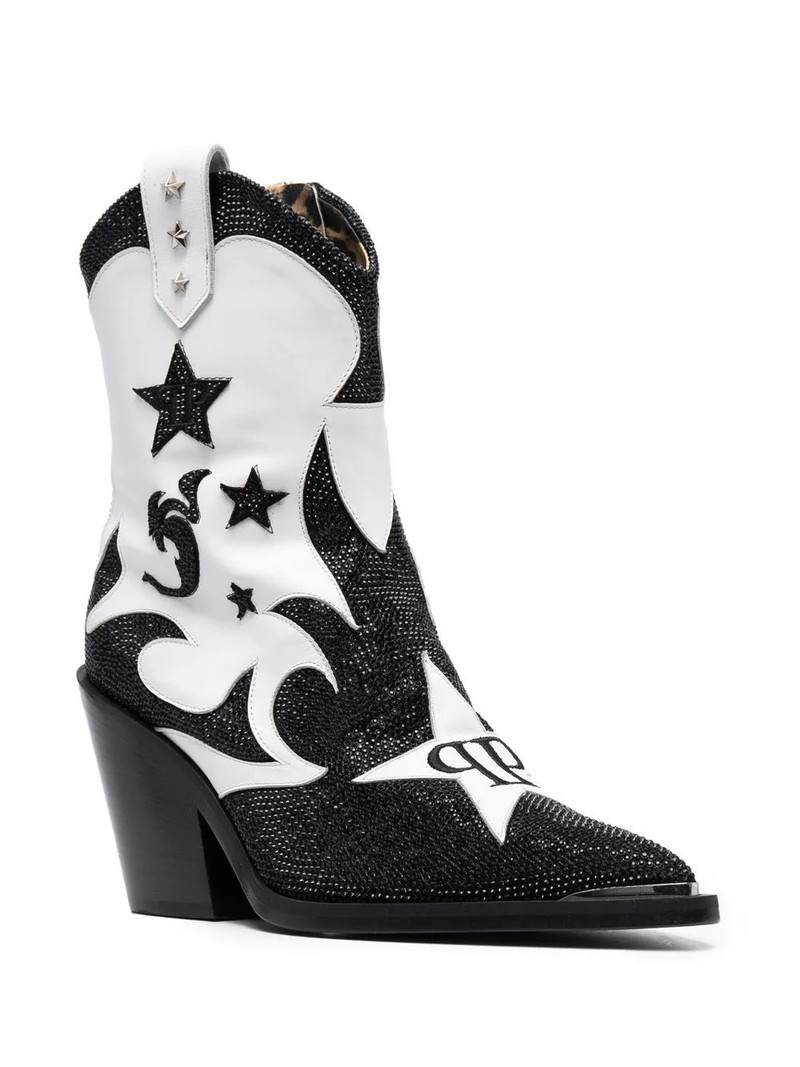 PHILIPP PLEIN strass mid-heel cowboy boots outlook
