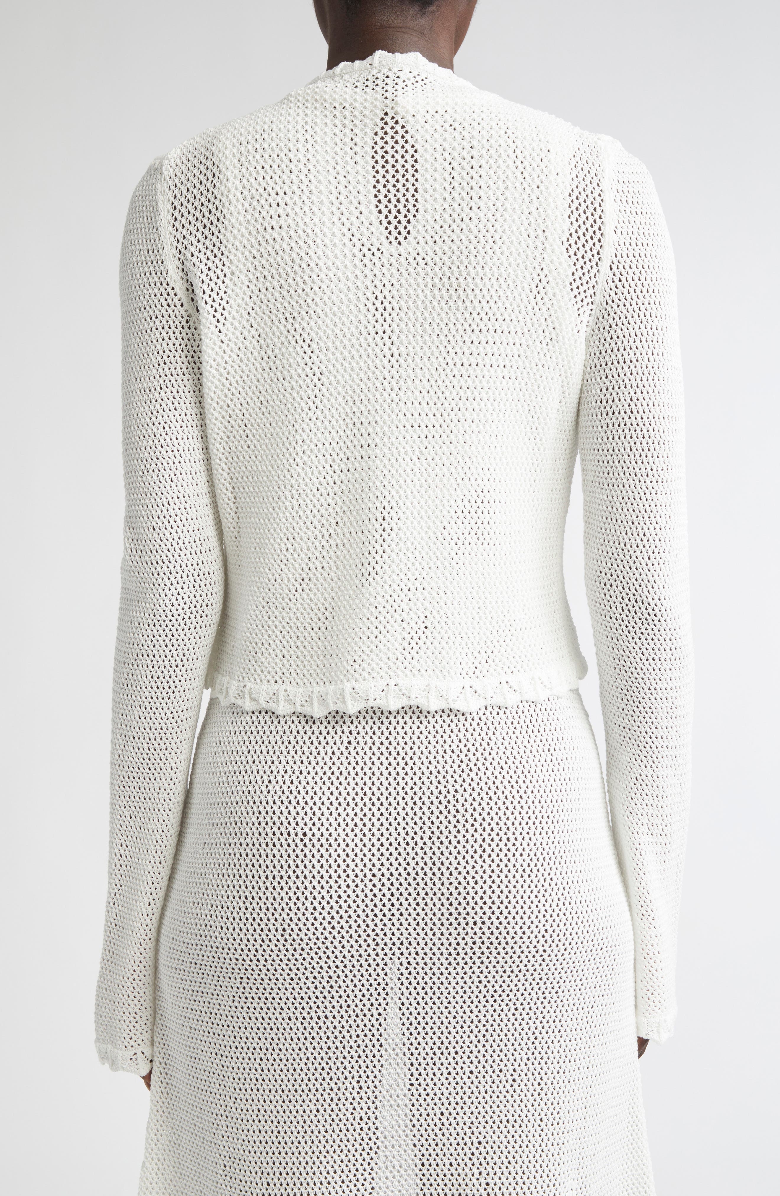 Erdem Long Sleeve Open Knit Cardigan in Ivory at Nordstrom - 3