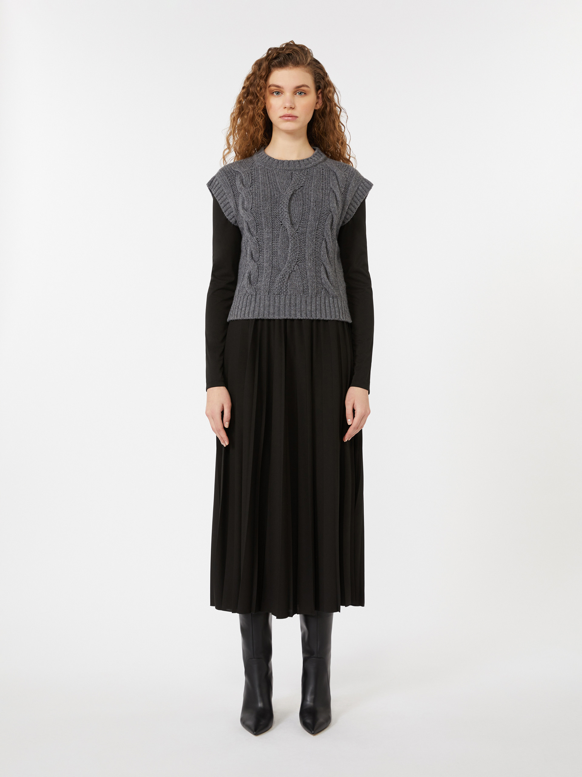 EBRO 2-in-1 jersey and wool knit dress - 3