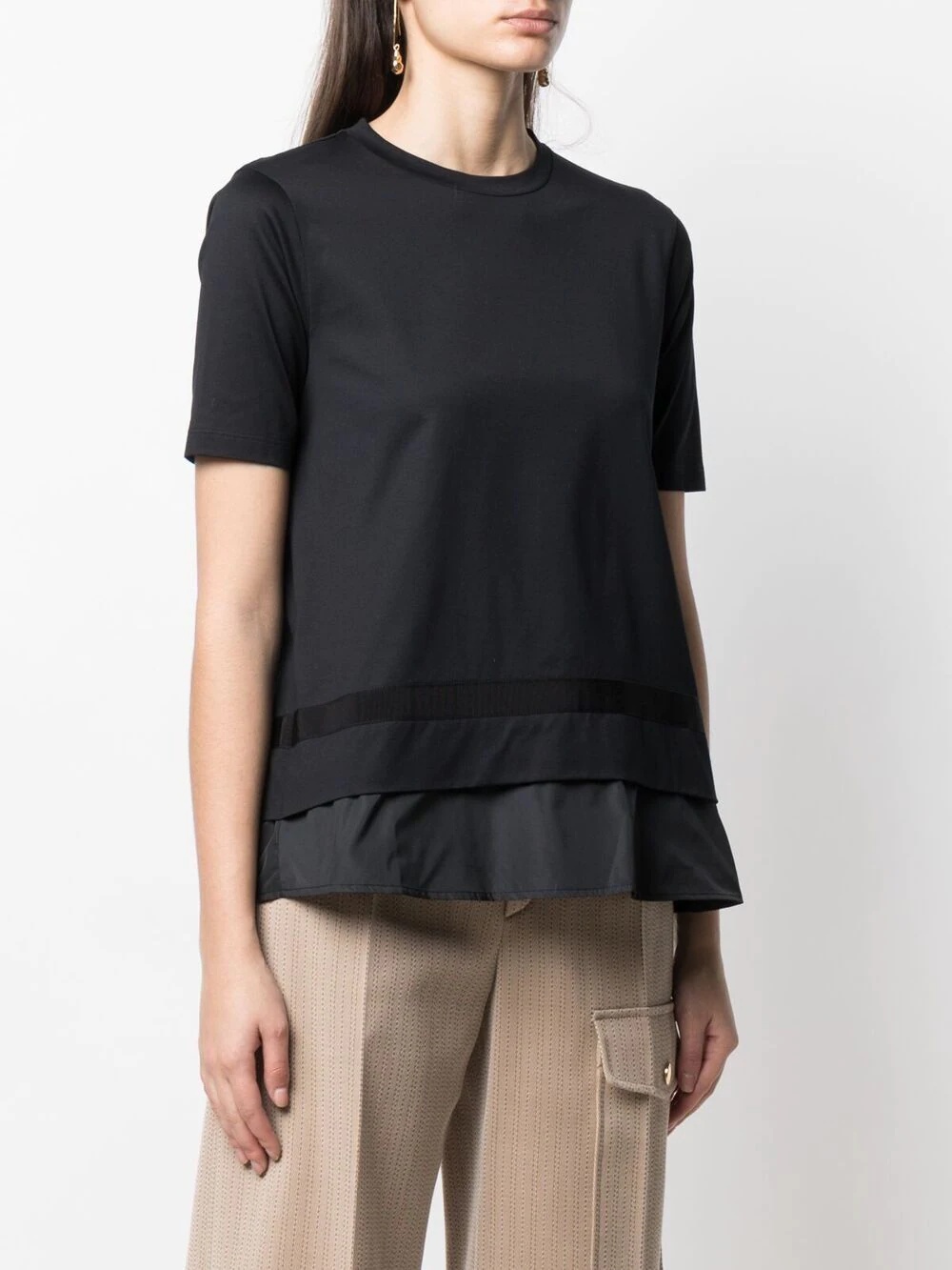 layered short-sleeve cotton top - 3