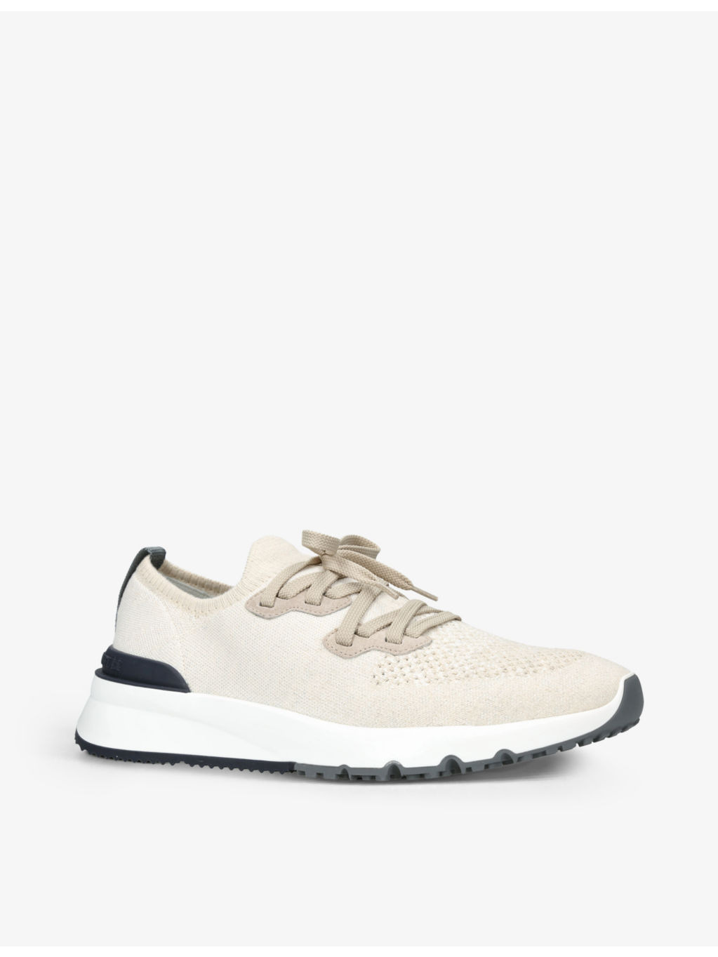 Brand-embossed knitted low-top trainers - 3