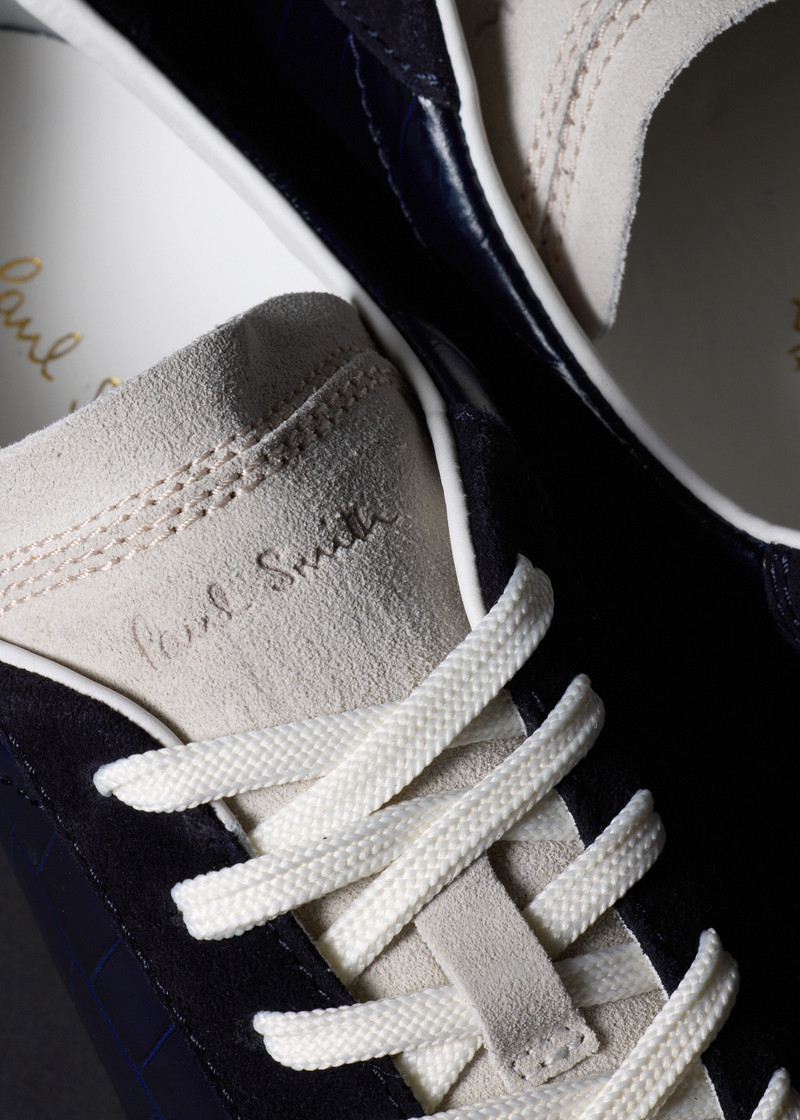 Navy Croc-Emboss 'Como' Trainers 8