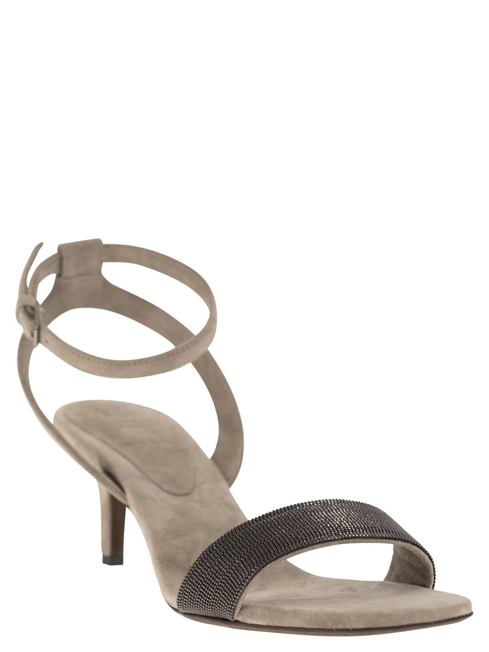 Brunello Cucinelli Women Suede Sandals With Precious Insert - 2