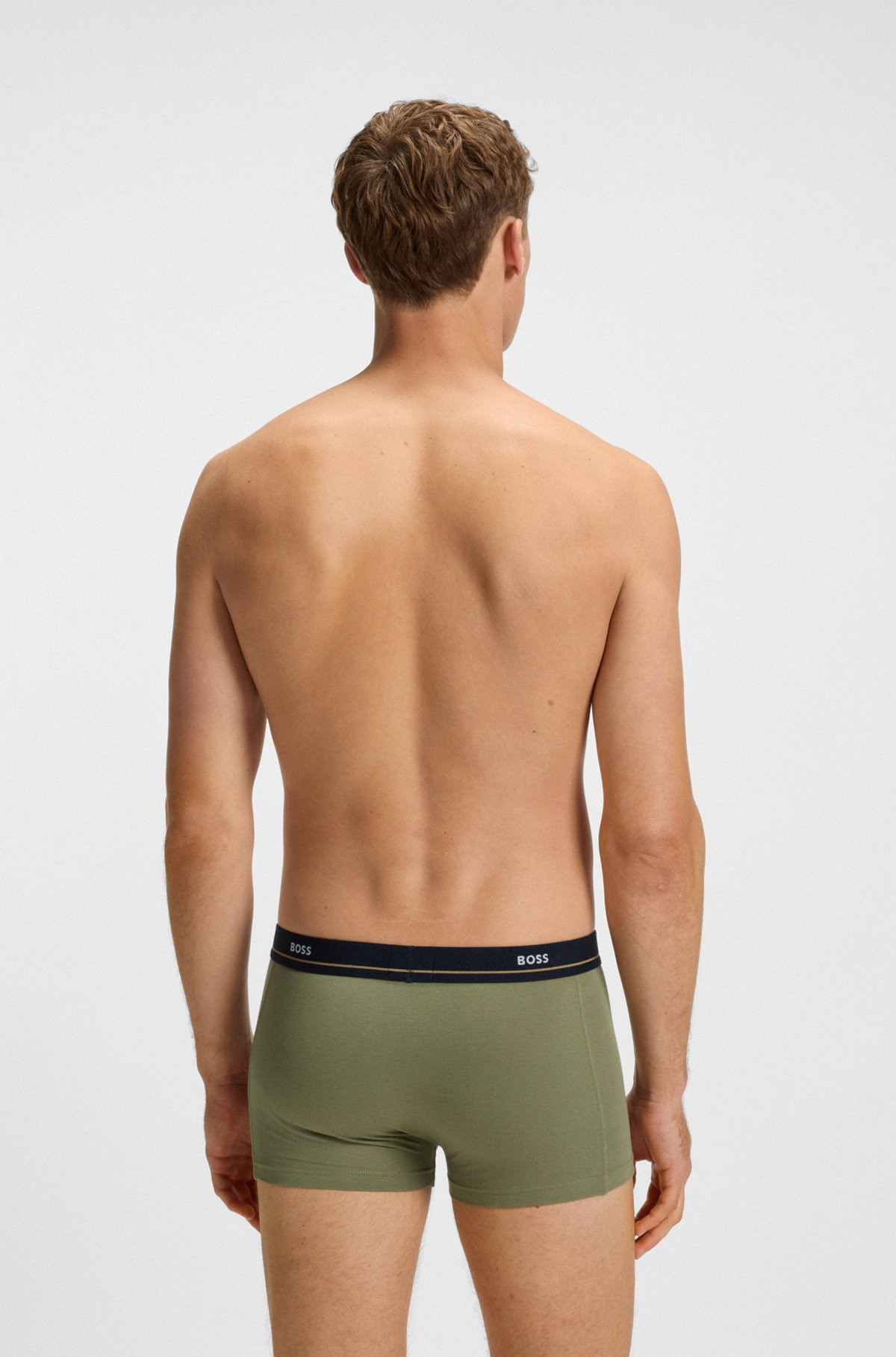 THREE-PACK OF STRETCH-COTTON TRUNKS WITH LOGO WAISTBANDS - 3