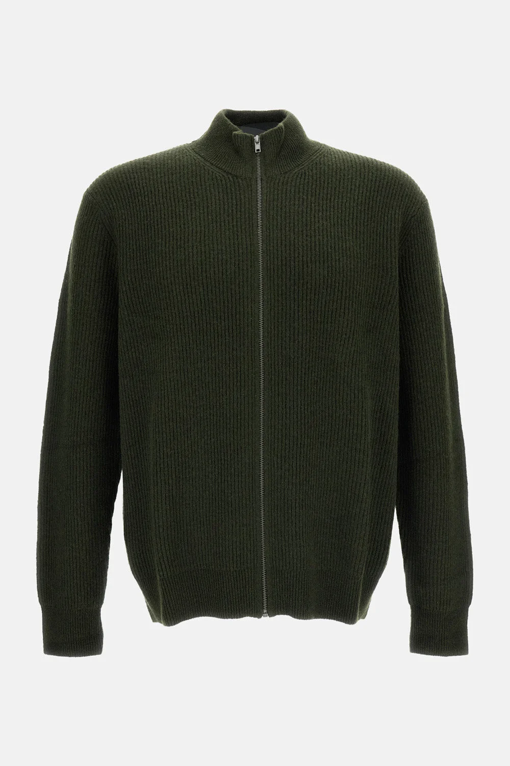 COTTON RIB KNIT CARDIGAN WITH ZIP - 1
