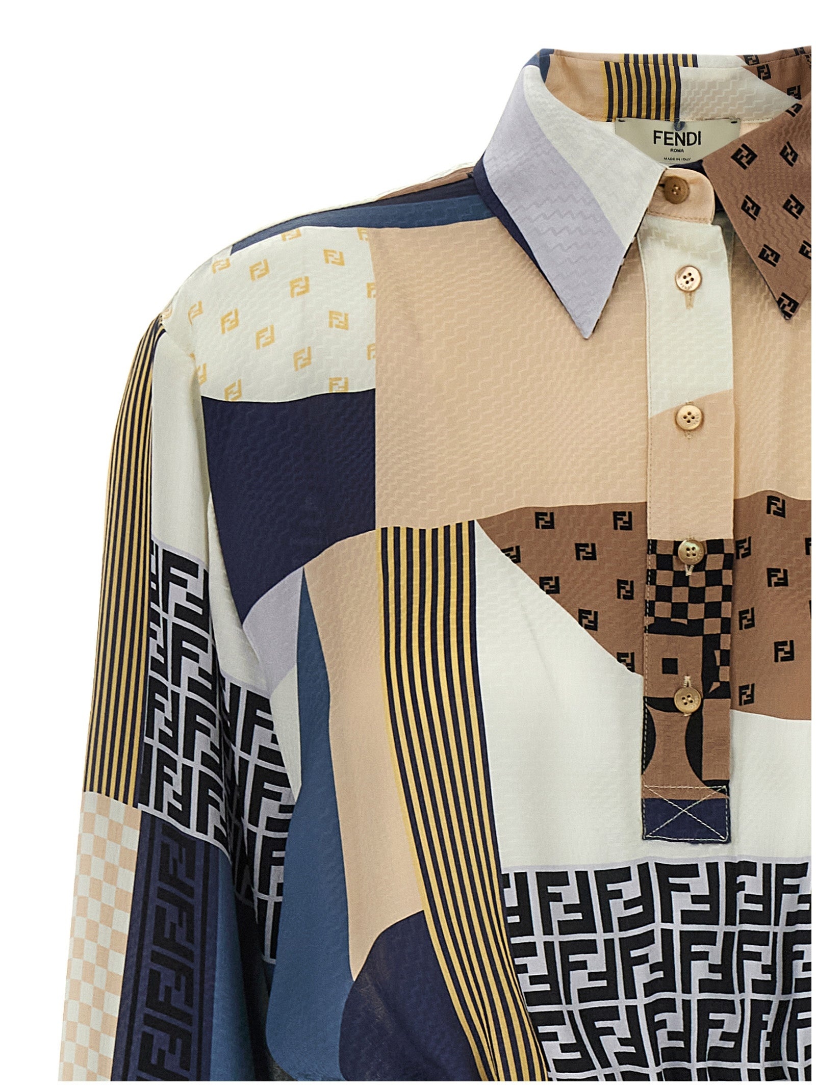 Patchwork Silk Dress Dresses Multicolor - 3