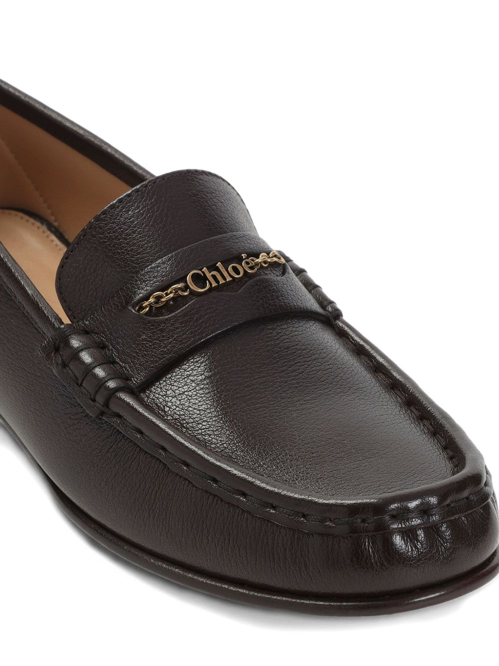 logo leather loafers - 3