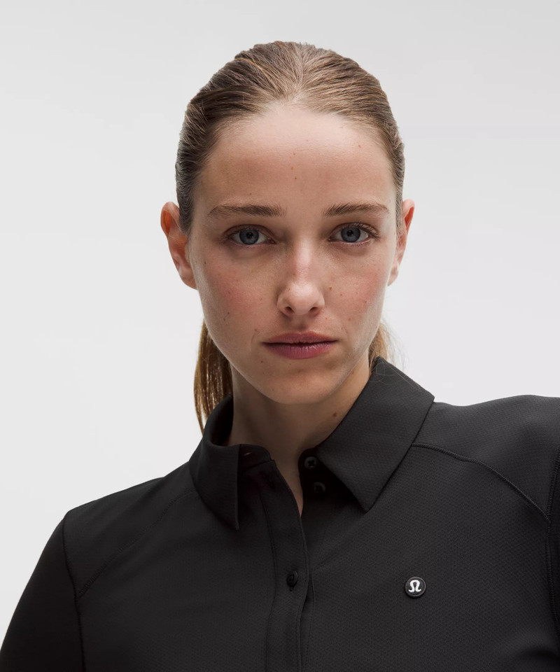 Quick-Dry Long-Sleeve Polo Shirt *Straight Hem 4