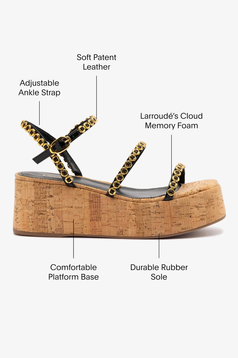 Gio Milanina Flatform In Black Patent Leather and Natural Cork 5
