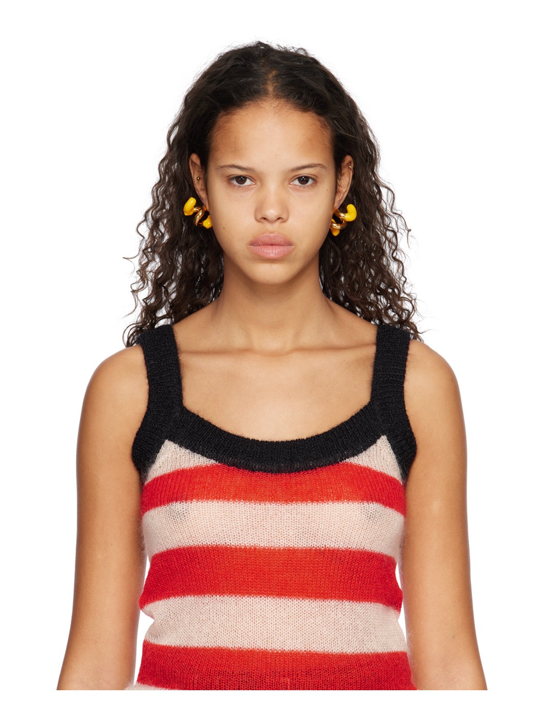 Gold & Yellow Fusillo Rubberized Earrings - 3