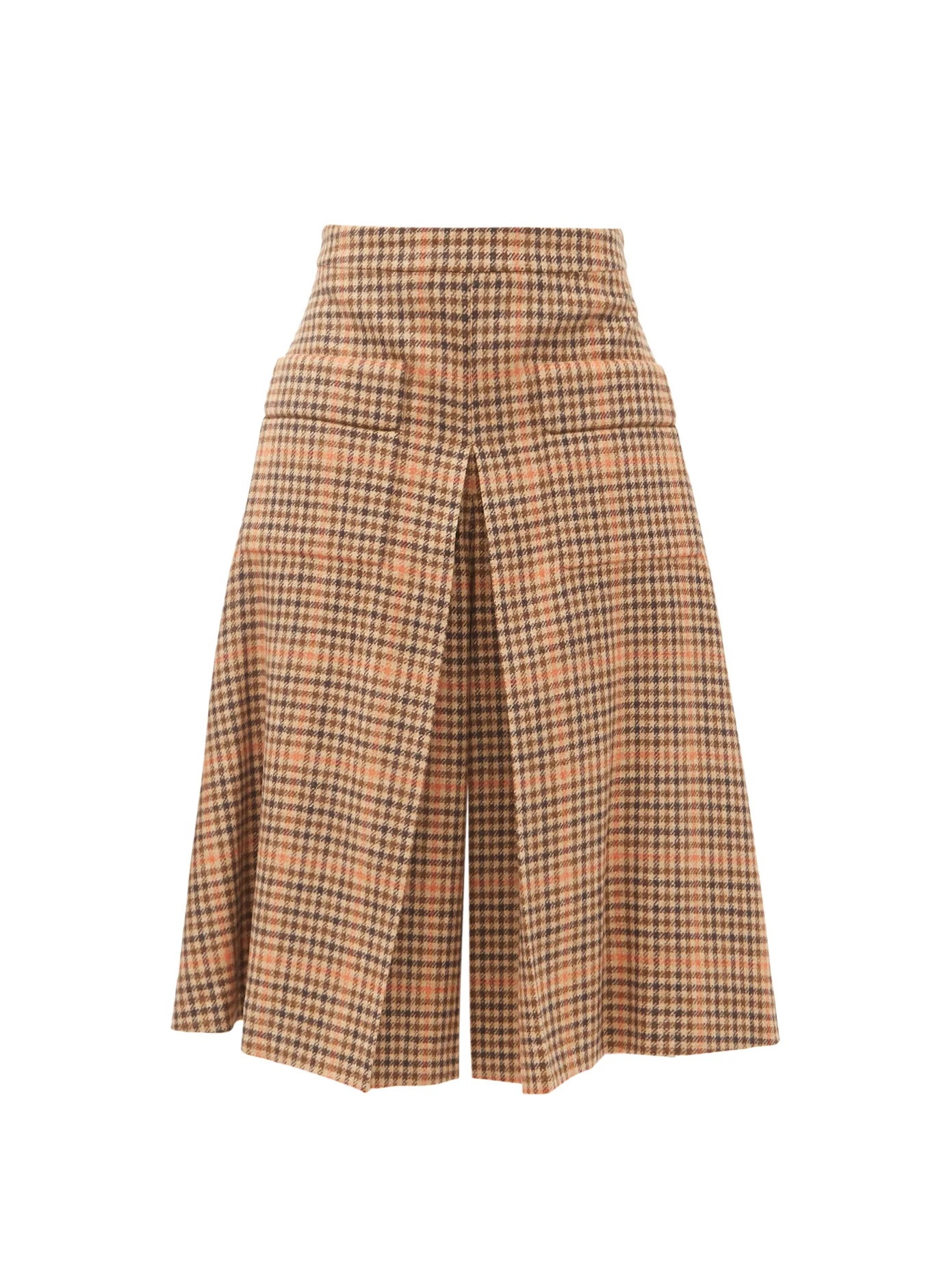 Pleated checked wool culottes - 1