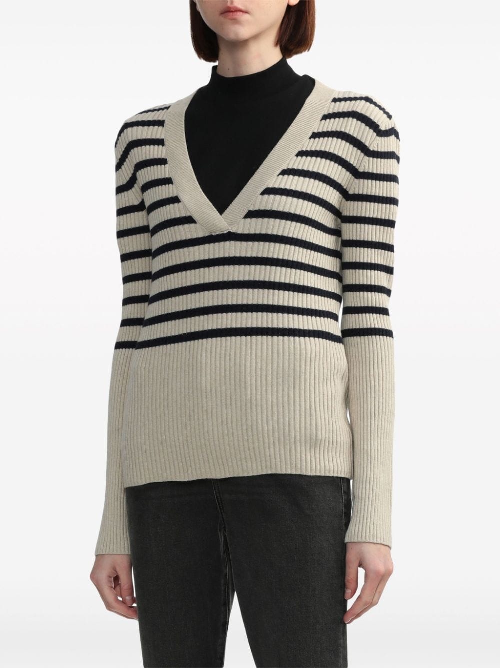 striped ribbed-knit jumper - 3