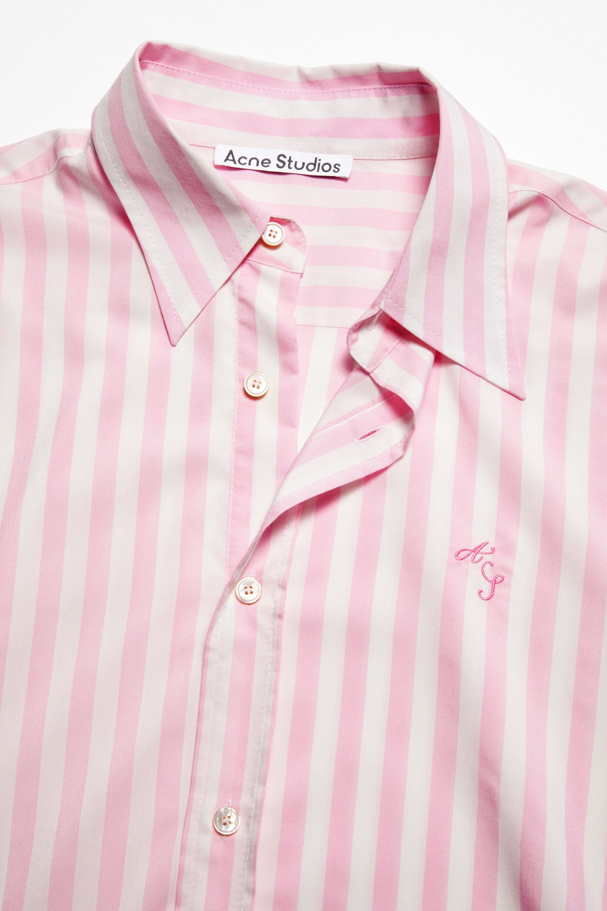 Stripe button-up shirt - Pink/white - 5