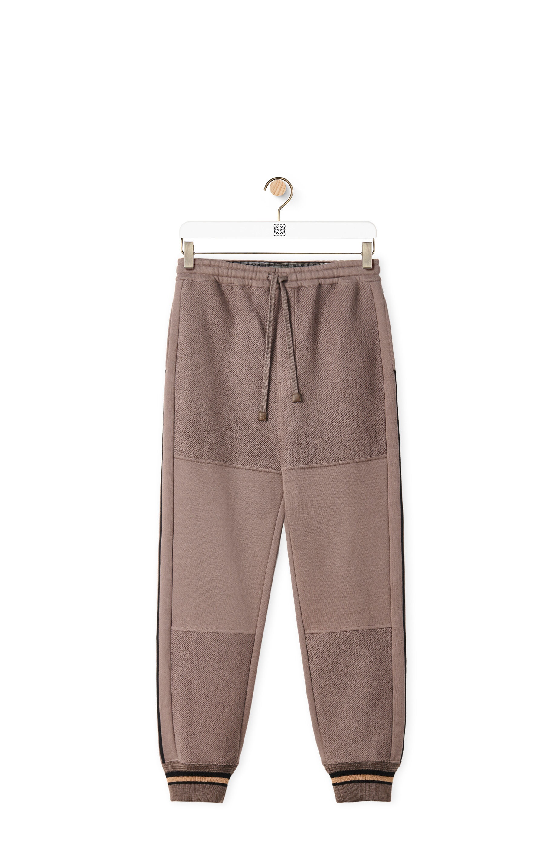 Contrasting rib jogging trousers in cotton - 1