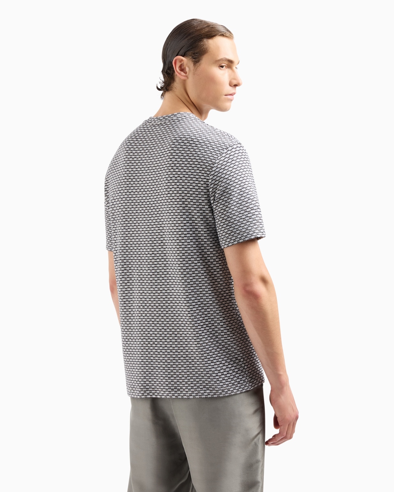 VISCOSE JACQUARD JERSEY CREW-NECK T-SHIRT - 3