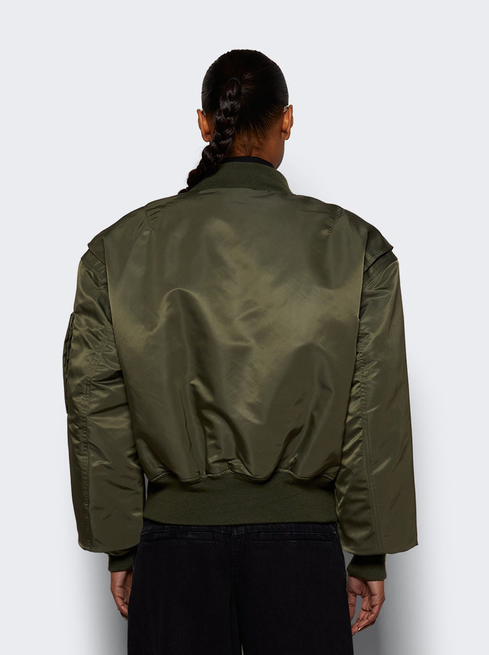 Cropped Broad Bomber Jacket Khaki - 4