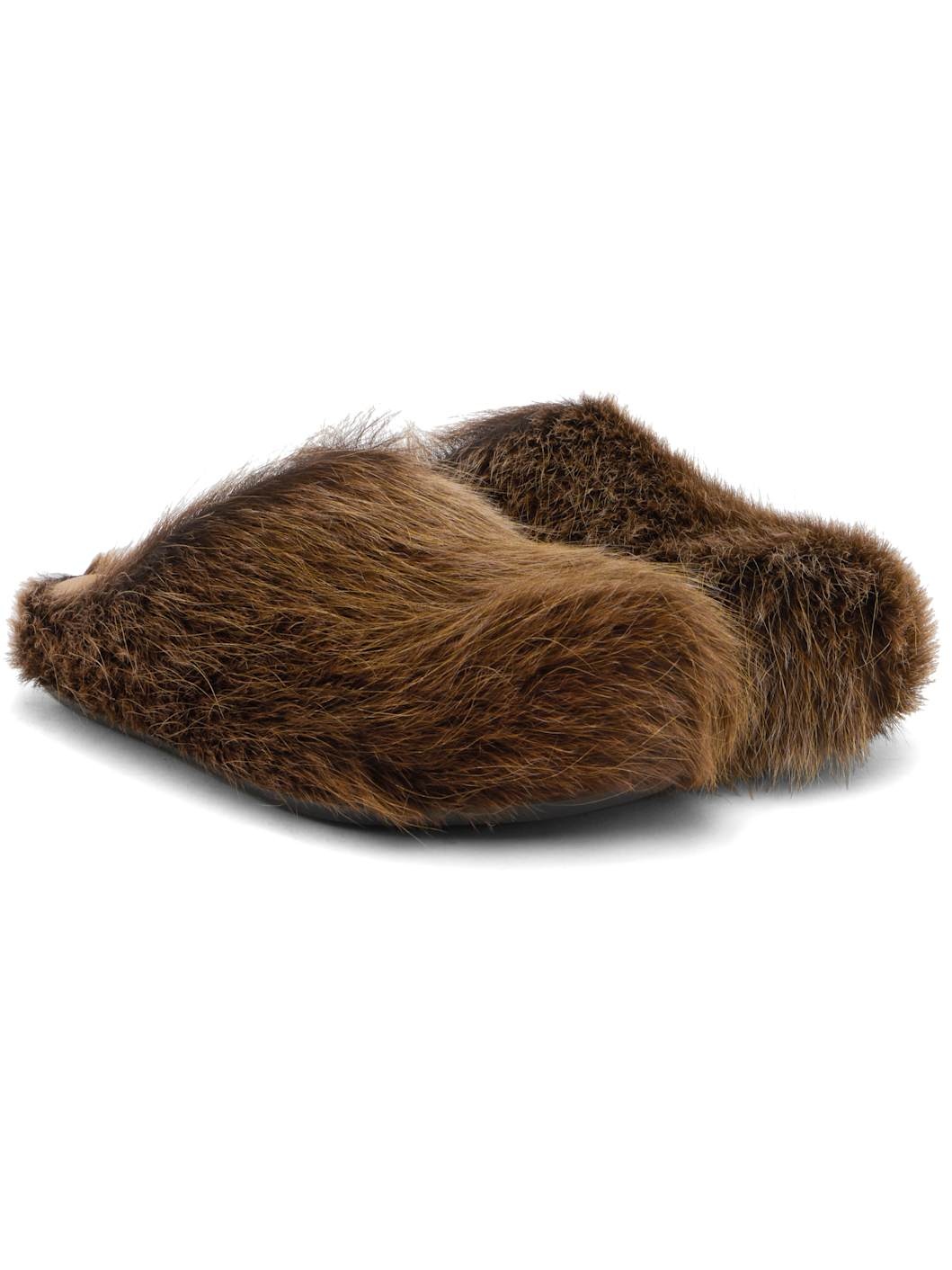 Brown Long Hair Calfskin Fussbett Sabot Loafers - 4