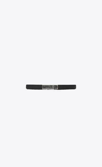 SAINT LAURENT saint laurent id plaque bracelet in black leather outlook