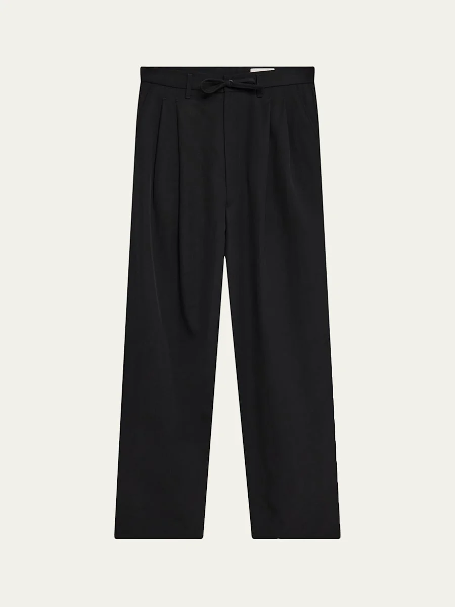 Men's Drawstring Pleated Pants - 1