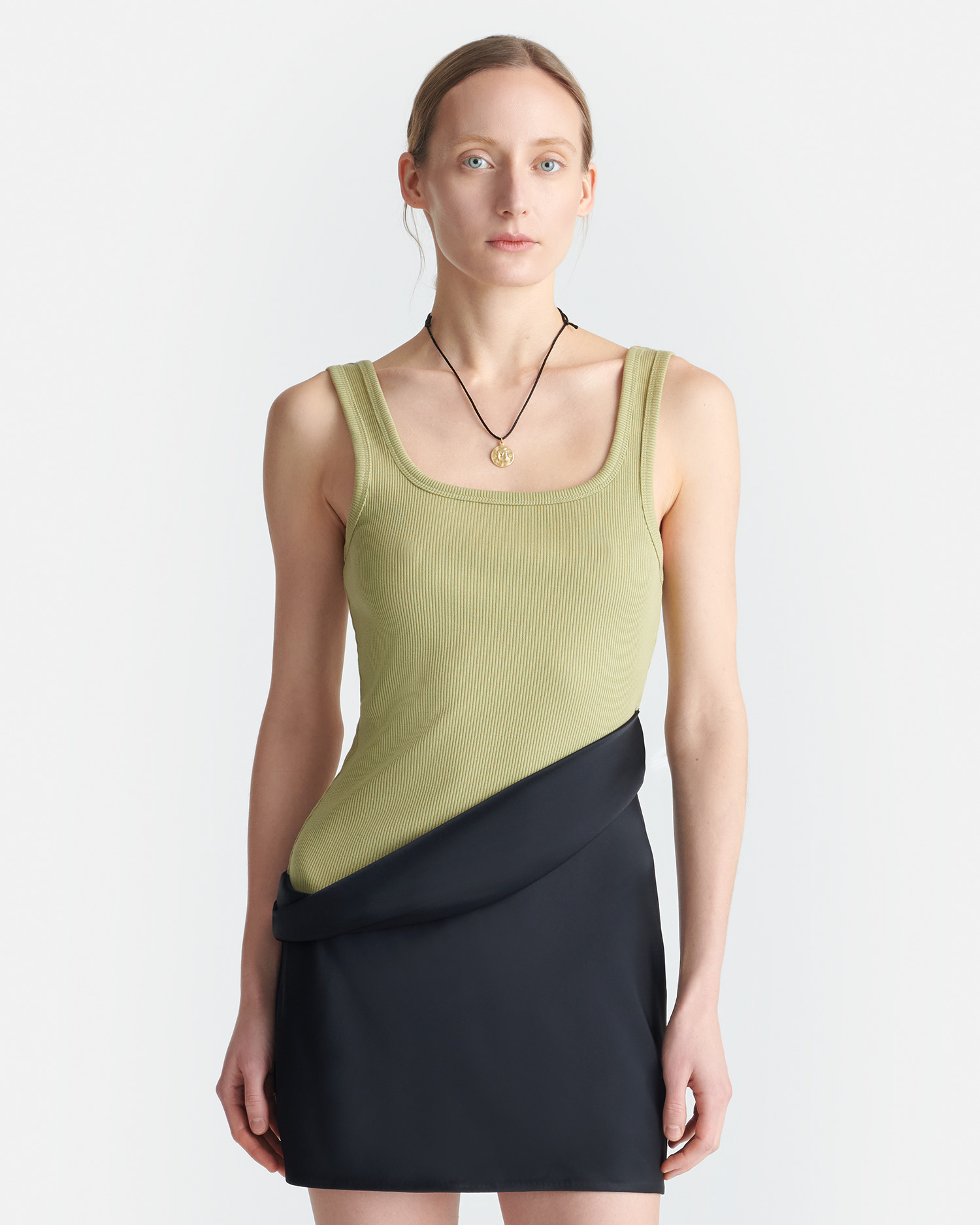 Ribbed Jersey and Slip Satin Dress - 3