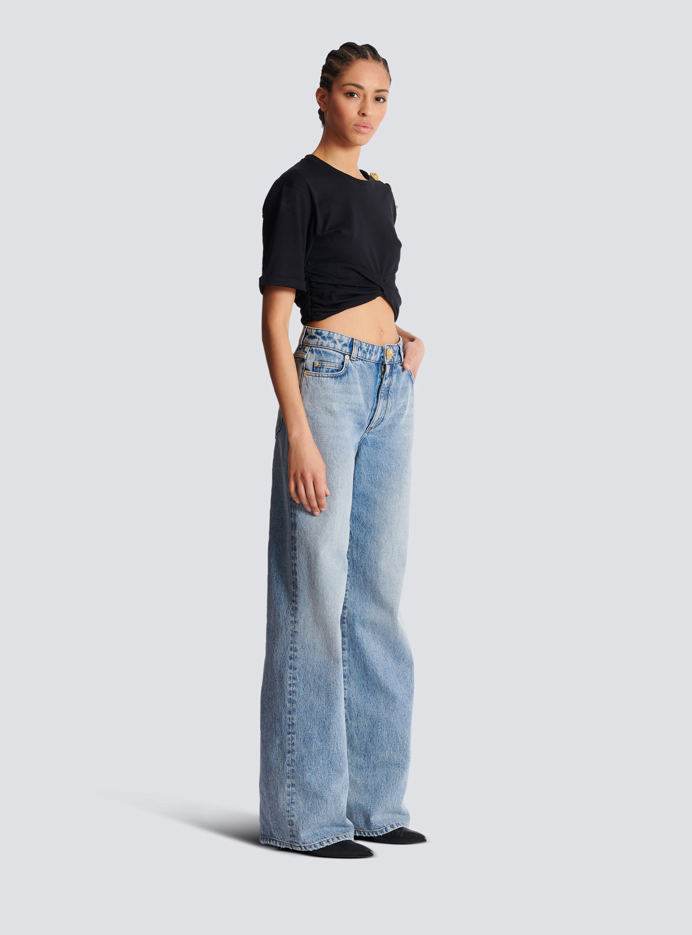 Straight-leg faded denim jeans - 3