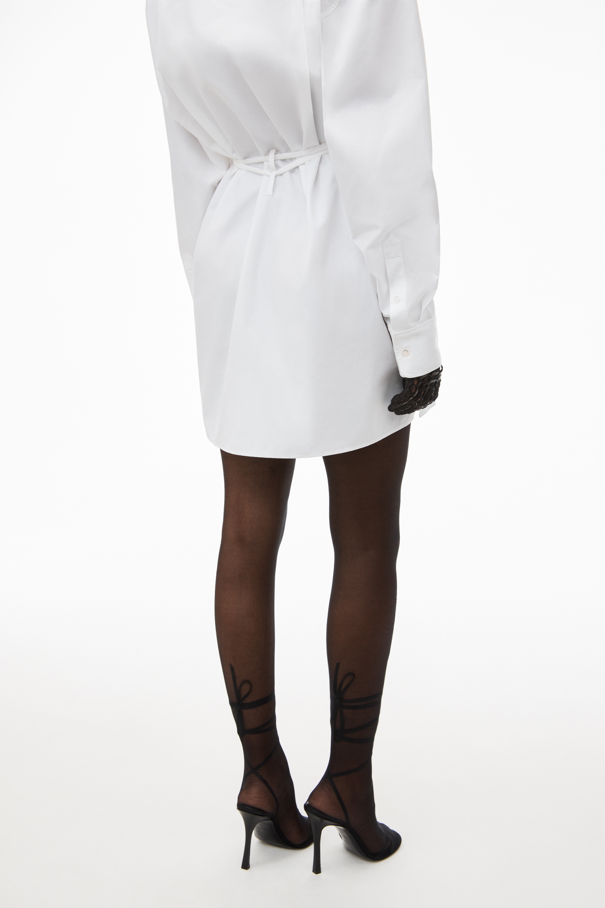 tie waist shirt dress in cotton - 6