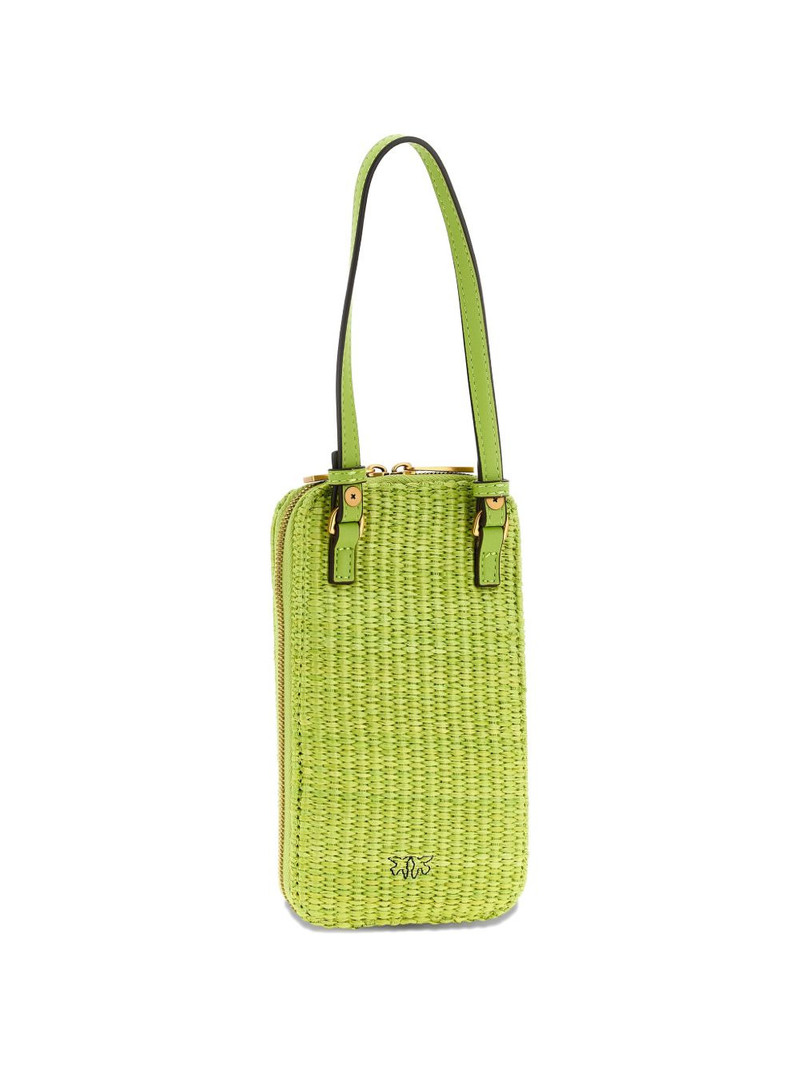 PINKO Love Birds braided raffia smartphone holder outlook