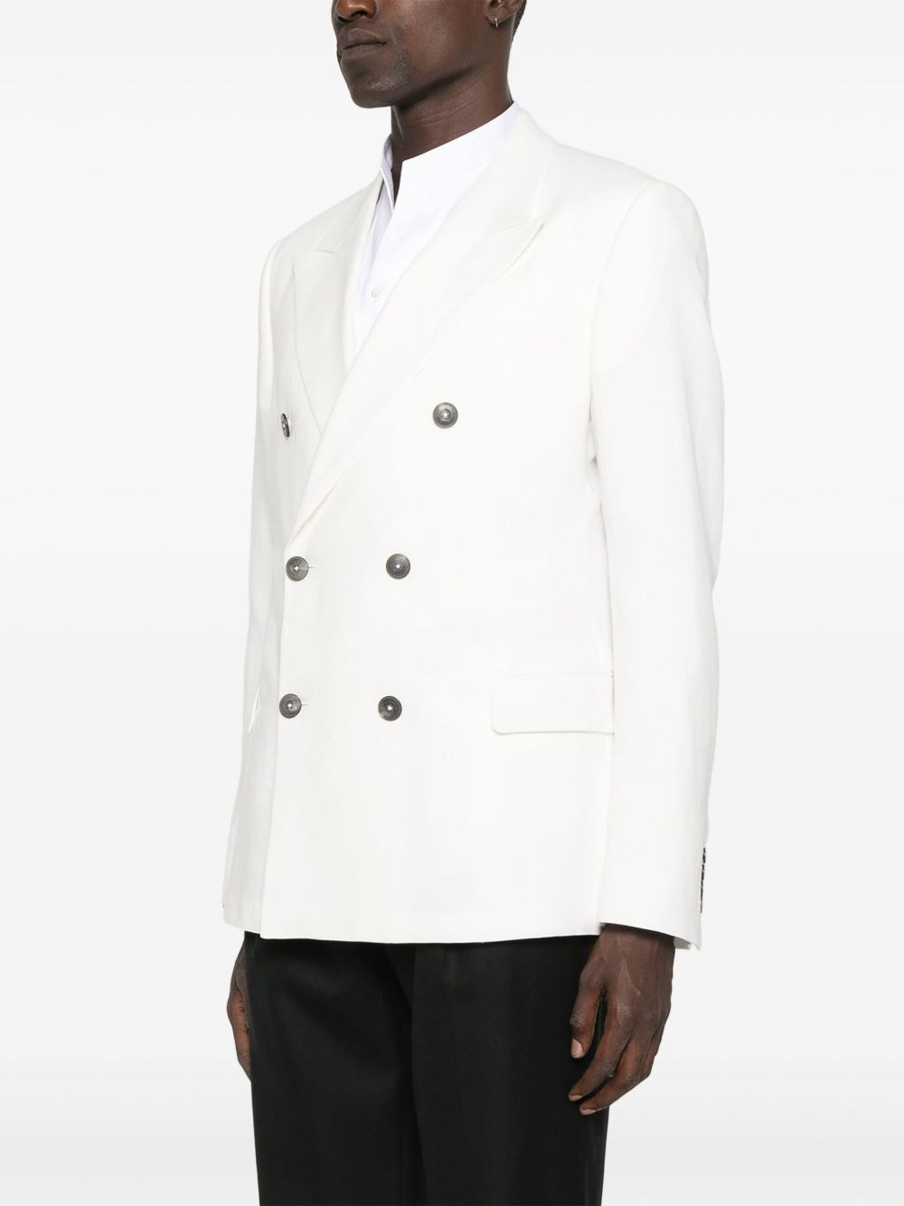 Linen double-breasted jacket - 4
