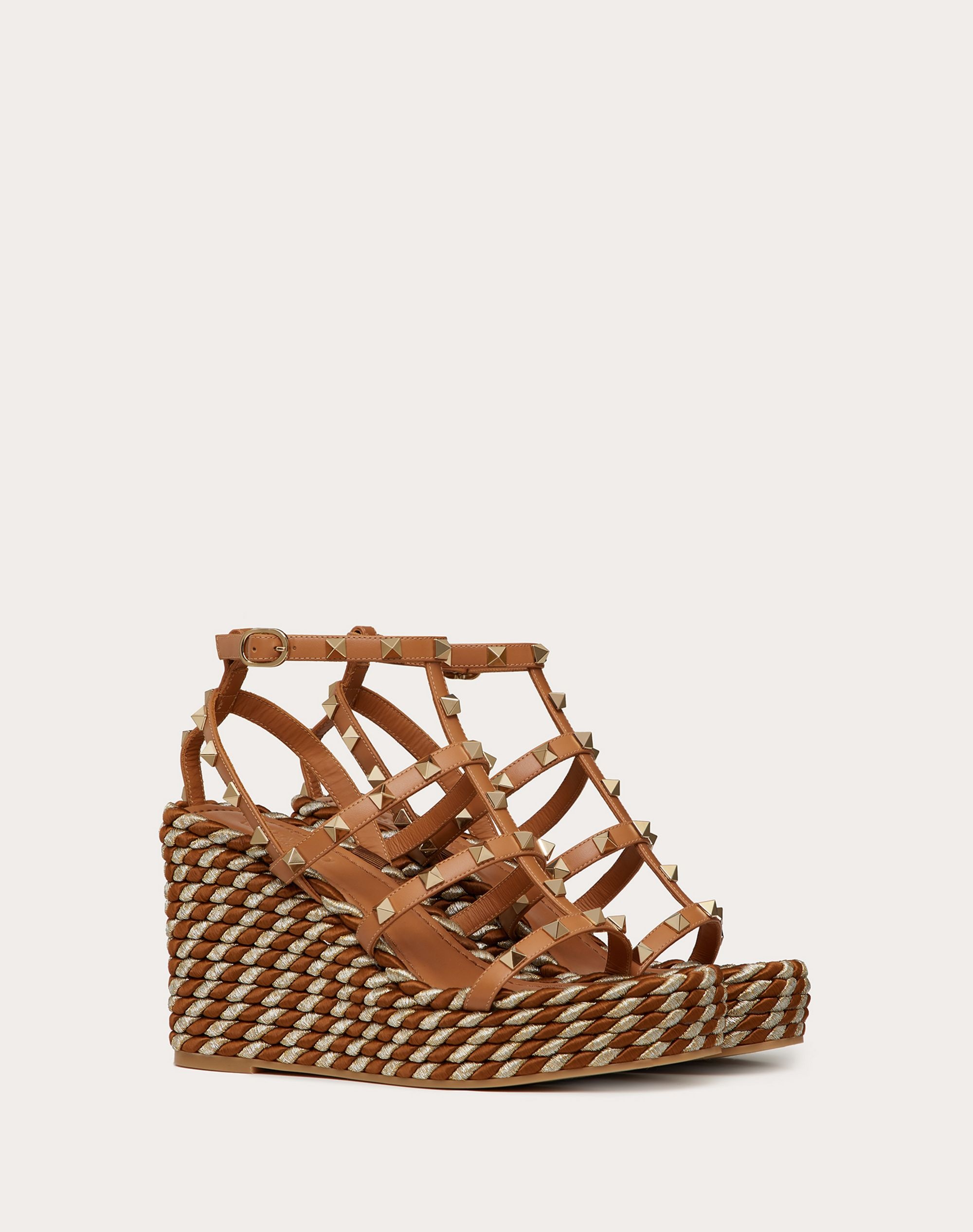 ROCKSTUD CALFSKIN WEDGE SANDAL WITH STRAPS 95 MM - 2