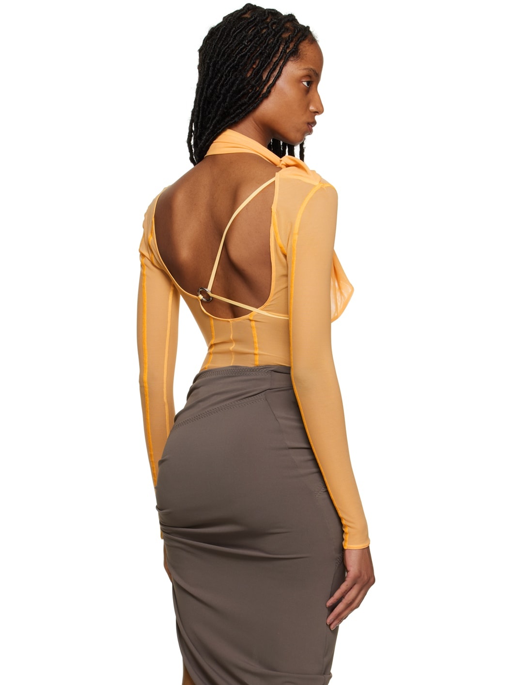 Orange Le Raphia 'Le Body Abanaba' Bodysuit - 3