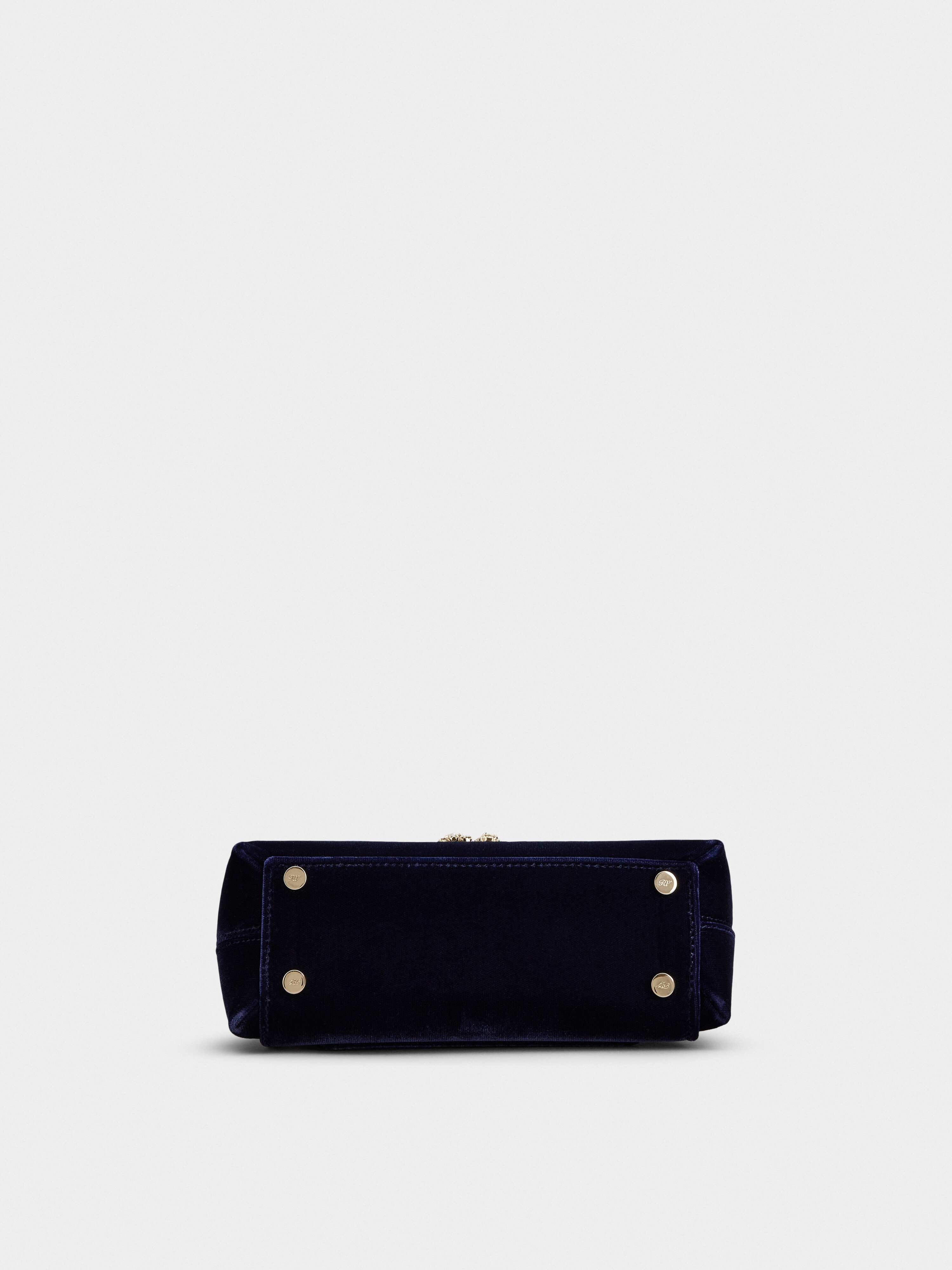 Viv' Cabas Jewel Flower Strass Buckle Mini Bag in Velvet - 5