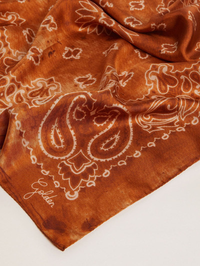 Golden Goose Terracotta-colored Golden Collection scarf with paisley pattern outlook