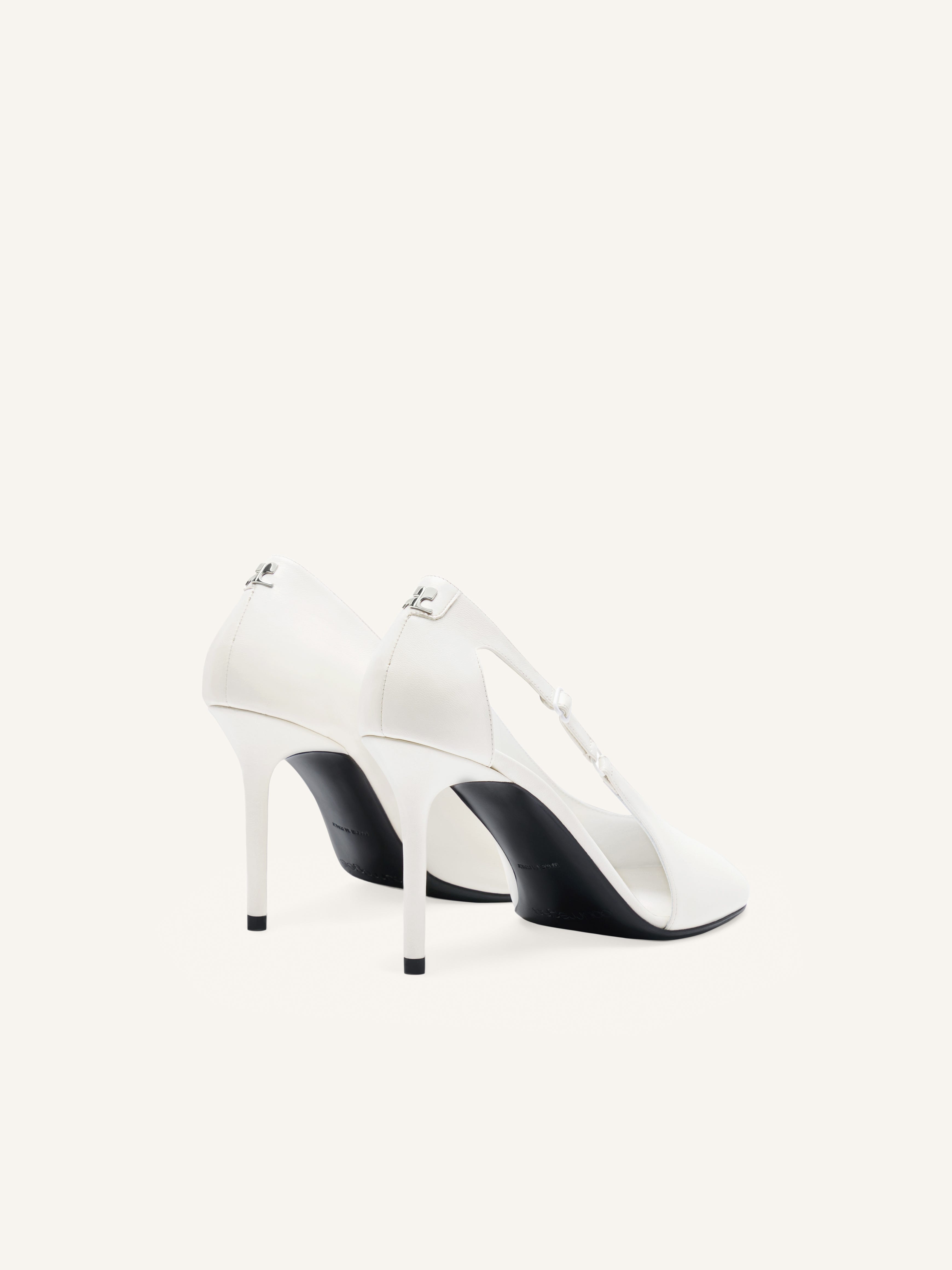 COURREGES 国内買付 OBLIQUE STRAP LEATHER STILETTOS courrèges OBLIQUE LEATHER STILETTOS | REVERSIBLE