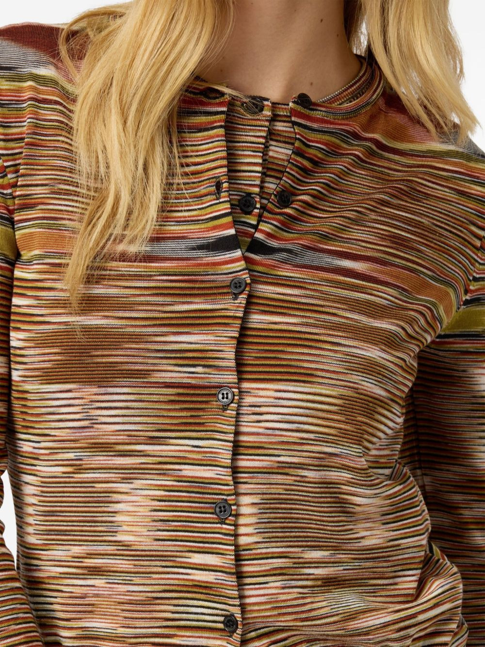 patterned wool-blend cardigan - 4