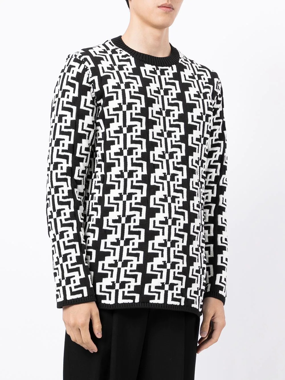 geometric pattern knit jumper - 3